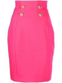 Balmain logo-button Pencil Skirt - at Farfetch