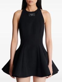 Balmain logo-patch Mini Dress Black at Farfetch
