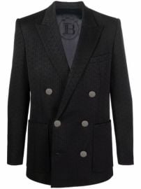 Balmain monogram-pattern Double Breasted Blazer - at Farfetch