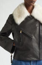 Balmain shearling-collar Lambskin Biker Jacket Black at Farfetch