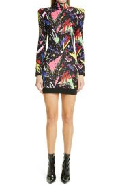 Balmain x2780s Jacquard Long Sleeve Mini Sweater Dress at Nordstrom