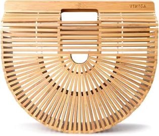 Bamboo Bags for Women Summer Straw Bags Wooden Beach Purses Basket Handle Handbags at Amazon
