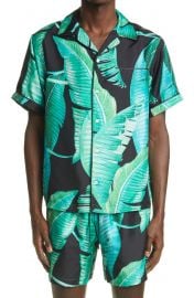 Banana Leaves Silk Button-Up Camp Shirt at Nordstrom