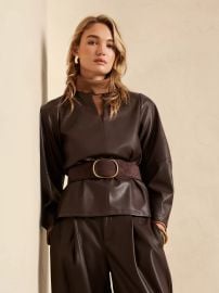 Banana Republic Casale Vegan Leather Top in roasted cocao at Banana Republic