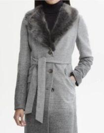 Banana Republic Coat Jacket Gray Ombre Wool Faux Fur Collar Belted Size M eBay at eBay