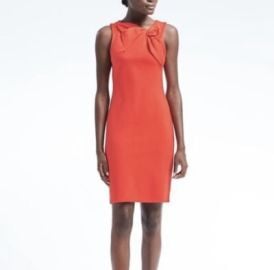 Banana Republic Coral Bow-Neck Ponte Knit Sleeveless Sheath Dress 2P Orange Red eBay at eBay