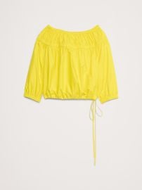 Banana Republic Cotton Poplin Ruched Bubble Hem Top in Citrus Season Yellow at Banana Republic