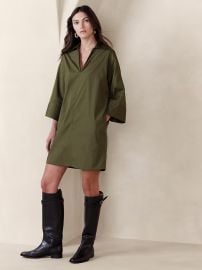 Banana Republic Cruz Poplin Mini Dress in Spiced Olive Green at Banana Republic