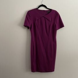 Banana Republic Factory Women 8 Purple Ponte Short Sleeve Fitted Sheath Dress eBay at eBay