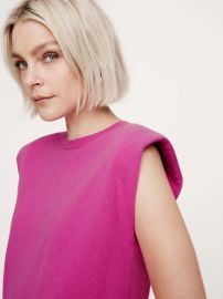 Banana Republic Franci Cashmere Padded Shoulder Top in magenta orchid at Banana Republic