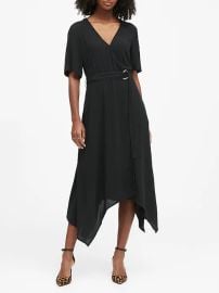 Banana Republic Handkerchief Hem Wrap Dress in Black at Banana Republic