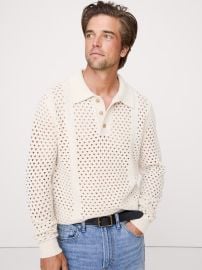 Banana Republic Italian Wool Blend Mesh Sweater Polo at Banana Republic