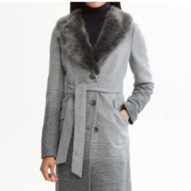 Banana Republic Jackets amp Coats Banana Republic Belted Coat Jacket Gray Ombre Wool Faux Fur Collar Size M Poshmark at Poshmark