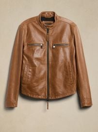 Banana Republic Leather Biker Jacket in Cognac Brown at Banana Republic