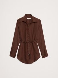 Banana Republic Linen Belted Tunic Shirt in Espresso Brown at Banana Republic