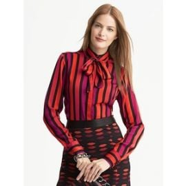 Banana Republic Lwren Scott Collection Striped Bow Blouse at Banana Republic