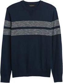 Banana Republic Mens 662126 Dual Striped Organic Cotton Crewneck Sweater at  Mens Clothing store at Amazon