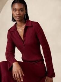 Banana Republic Nezha Merino Sweater Polo in Malbec Red at Banana Republic