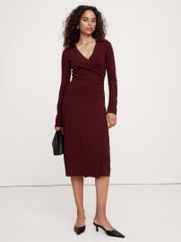 Banana Republic Polo Wrap Sweater Dress in Red Cherry Jam at Banana Republic