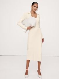 Banana Republic Polo Wrap Sweater Dress in Transition Cream White at Banana Republic