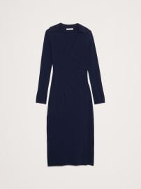 Banana Republic Polo Wrap Sweater Dress in hyper navy blue at Banana Republic