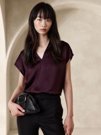 Banana Republic Poppy Satin Top in Purple Prune at Banana Republic