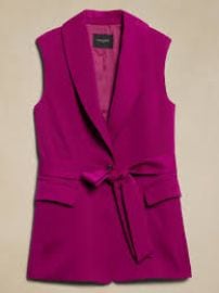 Banana Republic Silky Tie Waist Vest in tropical berry at Banana Republic