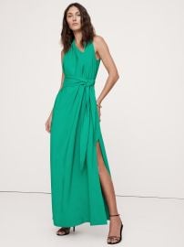 Banana Republic Stretch Crepe Maxi Dress in Green Emerald Pool at Banana Republic