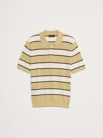 Banana Republic Superfine Cotton Mesh Sweater Polo in golden rattan at Banana Republic