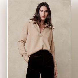 Banana Republic Tops Luna Cashmere Sweater Polo Light Camel Size Medium Poshmark at Poshmark