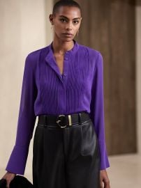 Banana Republic Tuxedo Blouse in Panama Purple at Banana Republic