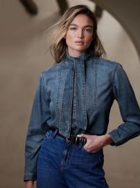 Banana Republic Una Denim Tie Neck Blouse at Banana Republic