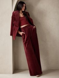 Banana Republic Veluro Relaxed Velvet Pants in Cranberry Cocktail at Banana Republic