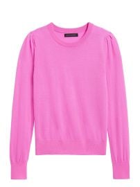 Banana Republic Washable Merino Wool Puff Sleeve Sweater in Neon Pink at Banana Republic