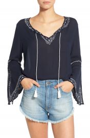 Band of Gypsies Embroidered Bell Sleeve Blouse at Nordstrom