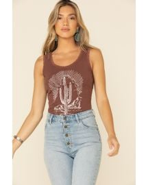 Bandit Brand Womens Brown Cactus Graphic Lace Trim Tank Top  Boot Barn at Boot Barn