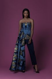 Bangou Chefferie African Print Draped Bustier-Top - at Sika’a