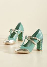 Banned Strut in the World T-Strap Heel in Seafoam at ModCloth