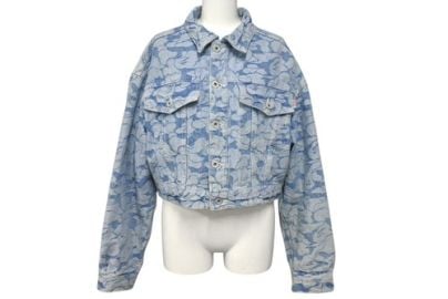 Bape Solid Camo Cropped Denim Jacket Blue Cotton S Used eBay at eBay