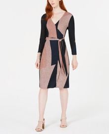 Bar III Colorblocked Shine Knit Wrap Dress Created for Macys - Macys at Macys