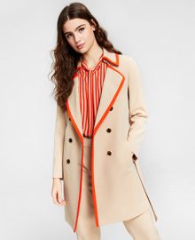 Bar III Contrast-Trim Trench Coat Created for Macys  Reviews - Jackets  Blazers - Women - Macys at Macys