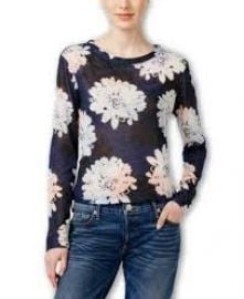 Bar III Daisy-Print Snit Top Blue Notte  at Amazon