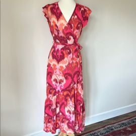 Bar III Dresses Bar Iii Pink Ruffled Wrap Maxi Dress Poshmark at Poshmark