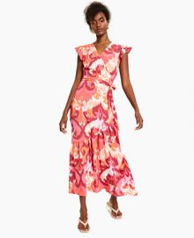 Bar III Flutter-Sleeve Wrap Maxi Dress Created for Macys Reviews - Dresses - Women - Macys at Macys