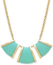 Bar III Gold-Tone Mint Stone Frontal Necklace at Macys