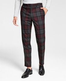 Bar III Mens Slim-Fit Burgundy Plaid Suit Pants Created for Macys   Reviews - Pants - Men - Macys at Macys