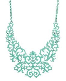 Bar III Mint-Tone Lace Design Bib Necklace at Macys