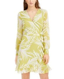 Bar III Palm-Print Wrap Dress Created for Macys - Macys at Macys