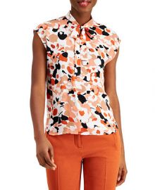 Bar III Printed Tie-Neck Top  Created for Macy s   Reviews - Tops - Women - Macy s at Macys