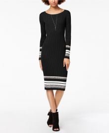 Bar III Ribbed-Knit Midi Sweater Dress at Macys